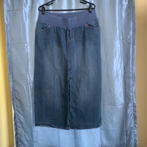 Maternity long denim skirt